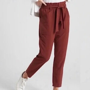 Athleta Skyline Pants Rust Red Paper bag Tie Belt size size 2